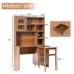 Computer Desk with 90 Degree Rotating Desktop, 43x70 Inch Office Desk with Storage Drawer and Cabinets, Gaming Desk with Shelves, Writing Desk for Study, Work Desk for Home Office Bedroom Living Room - Image 2