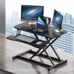 32 Inch Desk Converter, Height Adjustable Sit to Stand Riser, Dual Monitor and Laptop Workstation with Wide Keyboard Tray (BLACK) BACK-TO-SCHOOL - Image 3