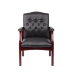 Leather Reception Guest Chairs W/Padded Seat and Arms Ergonomic Mid-Back Office Executive Side Chair for Meeting Waiting Room Conference Office Guest Chairs,Black - Image 6