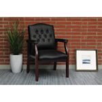 Leather Reception Guest Chairs W/Padded Seat and Arms Ergonomic Mid-Back Office Executive Side Chair for Meeting Waiting Room Conference Office Guest Chairs,Black - Image 7