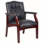 Leather Reception Guest Chairs W/Padded Seat and Arms Ergonomic Mid-Back Office Executive Side Chair for Meeting Waiting Room Conference Office Guest Chairs,Black - Image 4