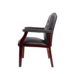 Leather Reception Guest Chairs W/Padded Seat and Arms Ergonomic Mid-Back Office Executive Side Chair for Meeting Waiting Room Conference Office Guest Chairs,Black - Image 9