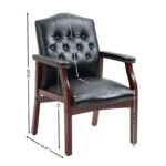 Leather Reception Guest Chairs W/Padded Seat and Arms Ergonomic Mid-Back Office Executive Side Chair for Meeting Waiting Room Conference Office Guest Chairs,Black - Image 11