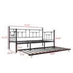 Twin Size Daybed Metal Frame with Trundle Set, Twin Day Bed Sofa, Daybed and Roll Sofa Bed for Guest Room, Bedroom, Living Room, Victorian Style, Black - Image 10