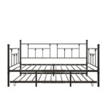 Twin Size Daybed Metal Frame with Trundle Set, Twin Day Bed Sofa, Daybed and Roll Sofa Bed for Guest Room, Bedroom, Living Room, Victorian Style, Black