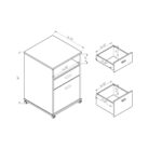 Home office desk with modesty panel and detached file cabinet on locking wheels with two drawers file drawer cubby shelf metal bar handle Red Cocoa color - Image 10