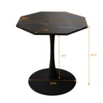 31.50"Modern Octagonal Coffee Table with Printed Black Marble Table Top,Metal Base, for Dining Room, Kitchen, Living Room - Image 11