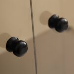 Two-door Tawny Glass Display Cabinet 4 Shelves with Door, Floor Standing Curio Bookshelf for Living Room Bedroom Office, 64.7"*31.7"*14.3",Black - Image 2