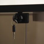 Two-door Tawny Glass Display Cabinet 4 Shelves with Door, Floor Standing Curio Bookshelf for Living Room Bedroom Office, 64.7"*31.7"*14.3",Black - Image 11