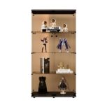Two-door Tawny Glass Display Cabinet 4 Shelves with Door, Floor Standing Curio Bookshelf for Living Room Bedroom Office, 64.7"*31.7"*14.3",Black - Image 9