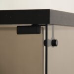 Two-door Tawny Glass Display Cabinet 4 Shelves with Door, Floor Standing Curio Bookshelf for Living Room Bedroom Office, 64.7"*31.7"*14.3",Black - Image 7