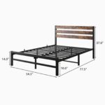 Full Size Platform Bed Frame with Rustic Vintage Wood Headboard, Strong Metal Slats Support Mattress Foundation, No Box Spring Needed Rustic Brown - Image 3