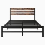 Full Size Platform Bed Frame with Rustic Vintage Wood Headboard, Strong Metal Slats Support Mattress Foundation, No Box Spring Needed Rustic Brown - Image 5