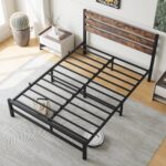 Full Size Platform Bed Frame with Rustic Vintage Wood Headboard, Strong Metal Slats Support Mattress Foundation, No Box Spring Needed Rustic Brown - Image 6