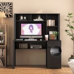 Computer Desk with Hutch & Bookshelf,Wood Executive Desk Teens Student Desk Writing Laptop Home Office Desk with Drawers,3 AC Outlets and 2 USB Charging Ports,Study Laptop Table for Home - Image 8