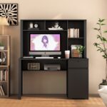 Computer Desk with Hutch & Bookshelf,Wood Executive Desk Teens Student Desk Writing Laptop Home Office Desk with Drawers,3 AC Outlets and 2 USB Charging Ports,Study Laptop Table for Home - Image 9