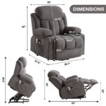 Power Lift Recliner Chair with Heat and Massage Electric Fabric Recliner Chair for Elderly with Side Pocket, USB Charge Port, Remote Control for Living Room (GREY) - Image 6