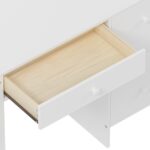 Vintage 40'' Home Executive Desk and Upholstered Chair Set with Bookshelf, Computer Desk with Four Drawers, Storage Shelf, and Chair, Ideal for Office or Study in Bedroom or Living Room,White - Image 17