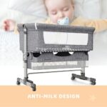 Baby Bassinet, Bedside Sleeper,Foldable Baby Bed to Bed, Adjustable Portable Bed for Infant/Baby/Newborn,with Mosquito Nets, Large Storage Bag, Comfortable Mattresses, Lockable Wheels - Image 3