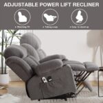 Power Lift Recliner Chair with Heat and Massage Electric Fabric Recliner Chair for Elderly with Side Pocket, USB Charge Port, Remote Control for Living Room (GREY) - Image 4