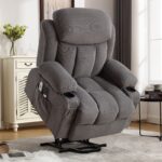 Power Lift Recliner Chair with Heat and Massage Electric Fabric Recliner Chair for Elderly with Side Pocket, USB Charge Port, Remote Control for Living Room (GREY) - Image 2