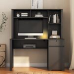 Computer Desk with Hutch & Bookshelf,Wood Executive Desk Teens Student Desk Writing Laptop Home Office Desk with Drawers,3 AC Outlets and 2 USB Charging Ports,Study Laptop Table for Home - Image 4