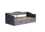 Upholstered Daybed with Storage Drawers, Wood Daybed Twin Size, No Box Spring Needed, Grey - Image 6
