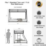 Adam Sturdy Twin over Full Bunk Bed Metal Black for Kids and Adult, Low Profile Twin over Full Bunk Bed with Ladder and Guardrails, Easy Climbing, Beds for Bedroom, Same as original B083124171 - Image 11