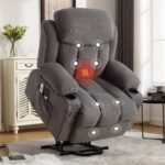 Power Lift Recliner Chair with Heat and Massage Electric Fabric Recliner Chair for Elderly with Side Pocket, USB Charge Port, Remote Control for Living Room (GREY) - Image 3