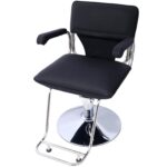 Stainless steel frame,Fashion style Hair Salon Chair Styling Heavy Duty Hydraulic Pump Barber Chair Beauty Shampoo Barbering Chair for Hair Stylist Women Man,with Barber Cape (Black) - Image 15