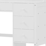 Vintage 40'' Home Executive Desk and Upholstered Chair Set with Bookshelf, Computer Desk with Four Drawers, Storage Shelf, and Chair, Ideal for Office or Study in Bedroom or Living Room,White - Image 18