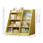 Yellow Wooden Toy Storage Organizer Cabinet Kids Bookshelf Children Bookcase Toddler Baby Sling Book Rack Shelf for Playroom Bedroom Nursery Hallway School Kindergarten Living Roomy - Image 7