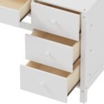 Vintage 40'' Home Executive Desk and Upholstered Chair Set with Bookshelf, Computer Desk with Four Drawers, Storage Shelf, and Chair, Ideal for Office or Study in Bedroom or Living Room,White - Image 6