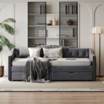 Upholstered Daybed with Storage Drawers, Wood Daybed Twin Size, No Box Spring Needed, Grey - Image 10