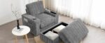 42" Oversized Chaise Lounge Indoor,Faux Rabbit Fur Sofa Bed with Storage Ottoman and Armrests,Cup Holders,Upholstered Sleeper Chair,Reading Couch with Deep Seat for Living Room - Image 3