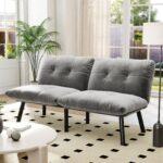 Grey Convertible Folding Modern sofa Bed - Image 4