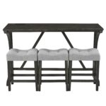 Bar Table Set with Power Outlet, Bar Table and Chairs Set, 4 Piece Dining Table Set, Industrial Breakfast Table Set, for Living Room, Dining Room, Game Room - Image 12