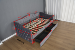 Upholstered Daybed with Storage Drawers, Wood Daybed Twin Size, No Box Spring Needed, Grey - Image 2