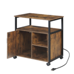 File Cabinet,Office Filing Cabinets with Socket and USB Charging Port,Printer Stand with Storage for A4, Letter Size,Metal Side Frame ,Easy Installationfor Home Office, Rustic Brown+Black