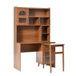 Computer Desk with 90 Degree Rotating Desktop, 43x70 Inch Office Desk with Storage Drawer and Cabinets, Gaming Desk with Shelves, Writing Desk for Study, Work Desk for Home Office Bedroom Living Room - Image 5