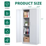 71"H Metal Garage Storage Cabinet, White Tool Steel Locking Cabinet with Doors and 3 Adjustable Shelves, Tall Cabinets for Garage Storage Systems Lockable File Cabinet for Home Office,Classroom,Pantry - Image 2