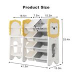 Kids Bookshelf and Toy Storage, 4-Tier Toy Organizers W/8 Removable Storage Bins, Kids Toy Storage Organizer for Study Room, Bedroom, Kids Room, Classroom, Nursery - Image 2