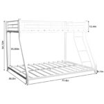 Metal Bunk Bed Twin Over Full Size with Removable Stairs, Heavy Duty Sturdy Frame with 12" Under-Bed Storage for Teen & Adults, Teens, No Box Spring Needed, White - Image 4