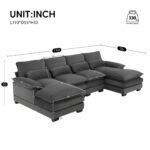 109.8*55.9" Modern U-shaped Sectional Sofa with Waist Pillows,6-seat Upholstered Symmetrical Sofa Furniture,Sleeper Sofa Couch with Chaise Lounge for Living Room,Apartment,4 Color - Image 2