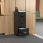 3 Drawer Metal Vertical File Cabinet with Lock and Card Slot Office Home Vertical File Cabinet for A4 Legal/Letter Size Narrow File Cabinet Locked,Assembly Required (Black) - Image 15