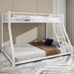 Metal Bunk Bed Twin Over Full Size with Removable Stairs, Heavy Duty Sturdy Frame with 12" Under-Bed Storage for Teen & Adults, Teens, No Box Spring Needed, White - Image 5