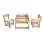 3-in-1 Kids Study Table & Chairs Set - Multi-Functional Activity Table with Detachable Blackboard Top for Drawing/Reading/Play, Durable Engineered Wood (MDF) Nursery Furniture for Toddlers