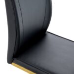 Luxury Simple Arch Chair - Set of 2 BLACK PU Material High Resilience Dining Chair with Arched Metal Gold Leg - Image 13
