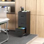 3 Drawer Metal Vertical File Cabinet with Lock and Card Slot Office Home Vertical File Cabinet for A4 Legal/Letter Size Narrow File Cabinet Locked,Assembly Required (Black) - Image 5