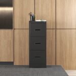 3 Drawer Metal Vertical File Cabinet with Lock and Card Slot Office Home Vertical File Cabinet for A4 Legal/Letter Size Narrow File Cabinet Locked,Assembly Required (Black) - Image 3